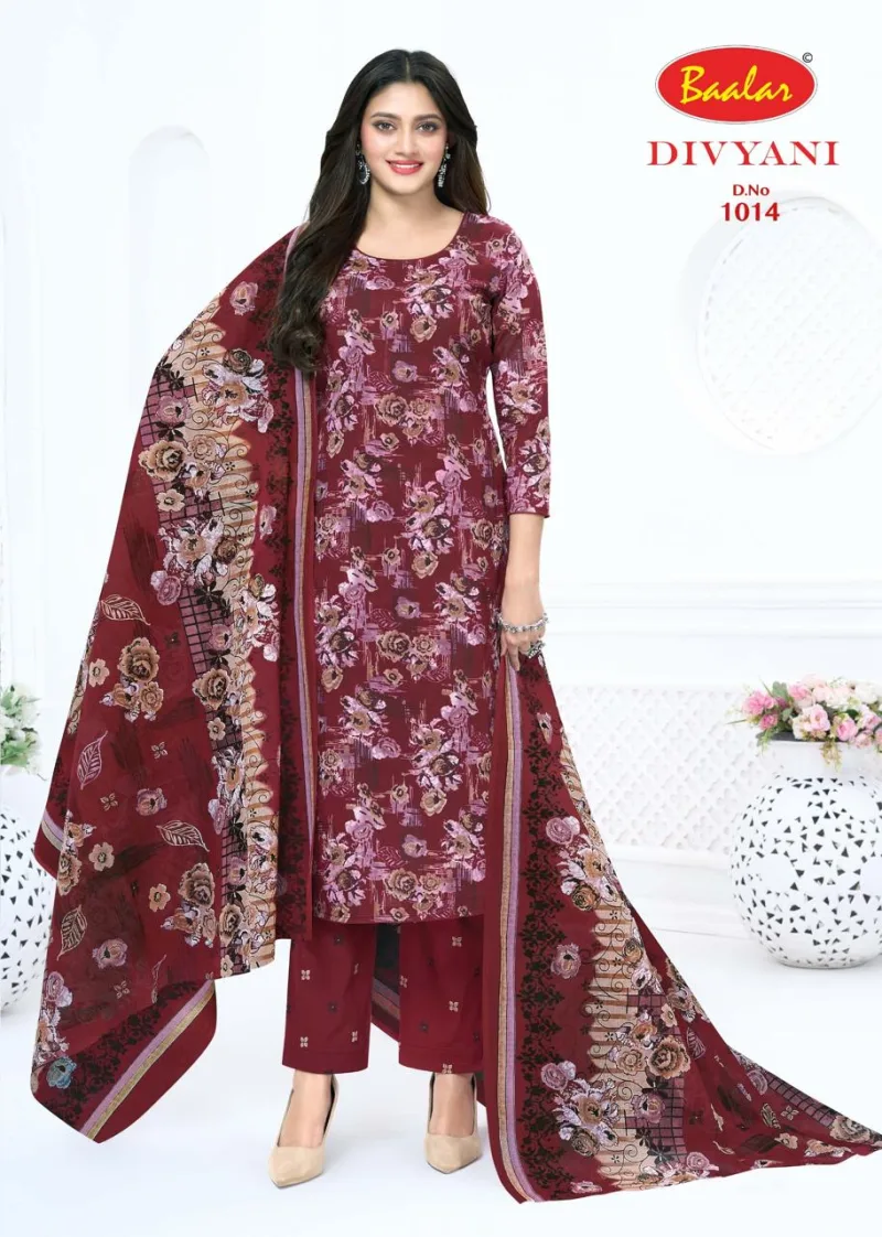 Divyani Vol 1 By Baalar Cotton Printed Fancy Dress Materials 